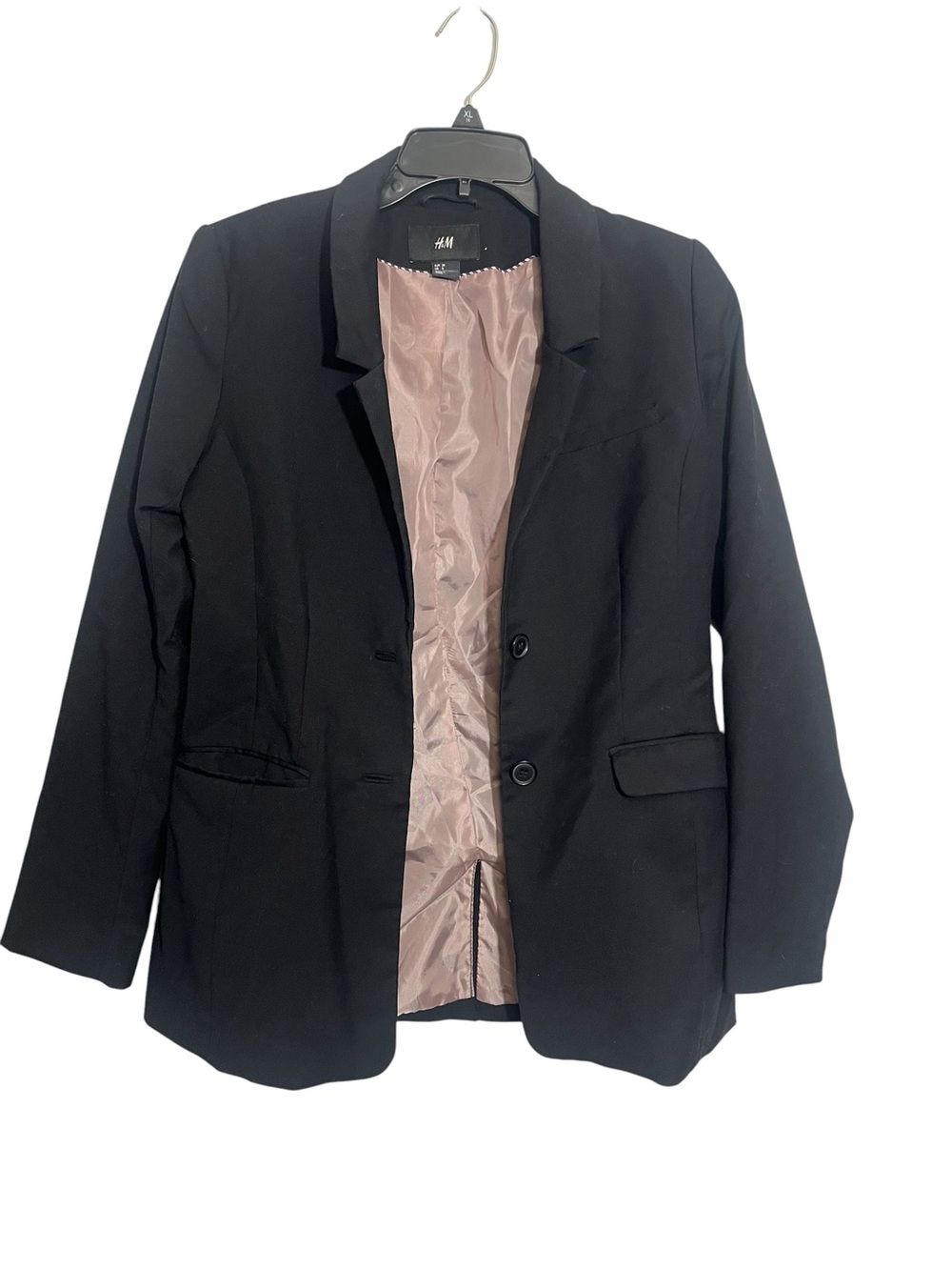 H&M Black Blazer with Light Dusty Pink Lining